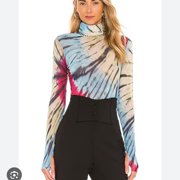 AFRM Blue and Pink Tie-Dye Long Sleeve Blouse - Picture 3 of 4